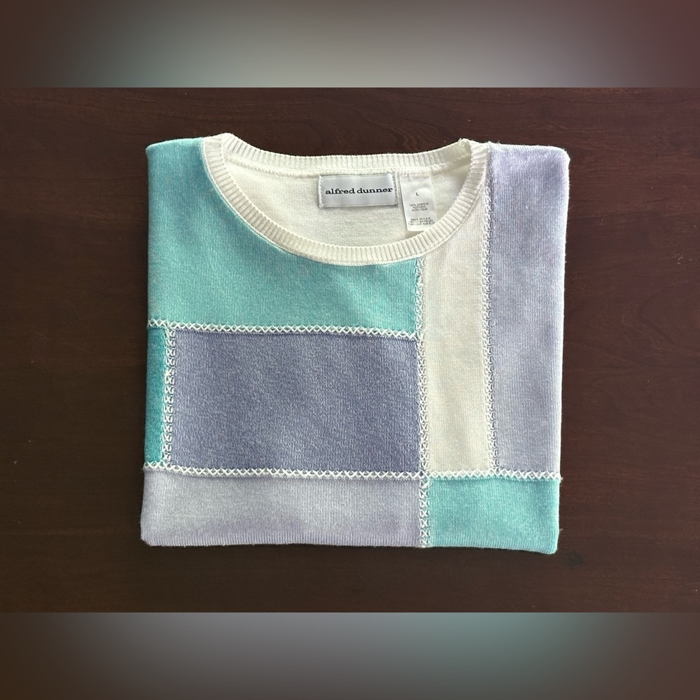 Alfred Dunner Blue Color-Block Top - Picture 6 of 6